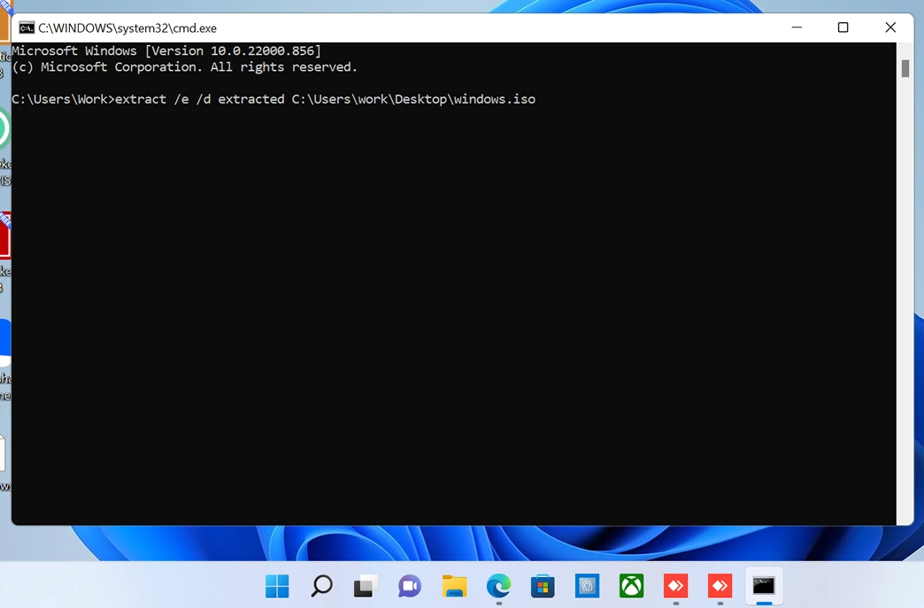extract iso file using CMD