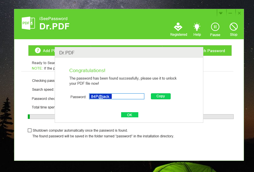 found PDF password