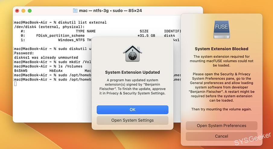  system extention blocked