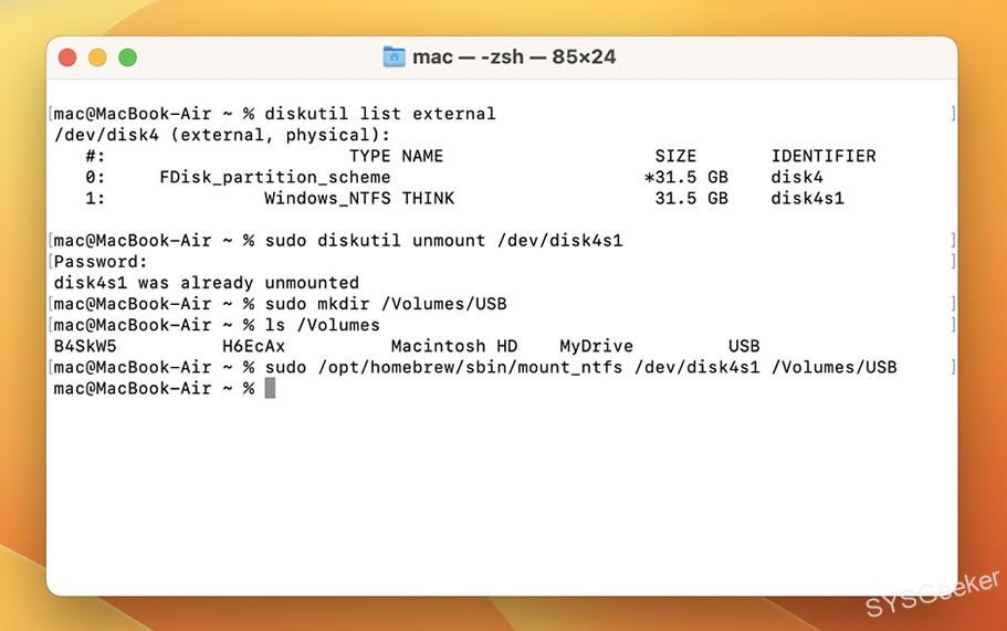 mount ntfs for writing