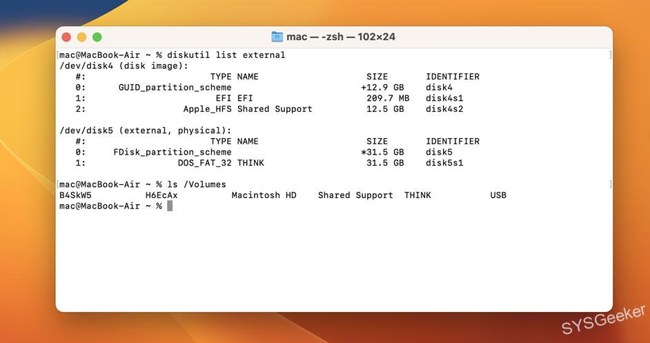 find USB volume