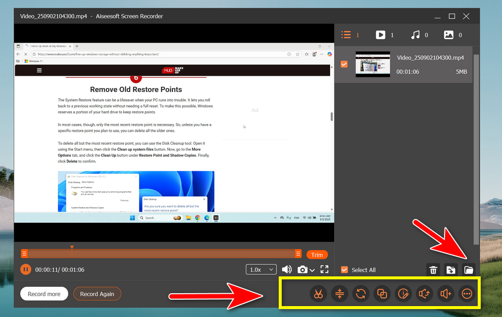 screen recorder save videos