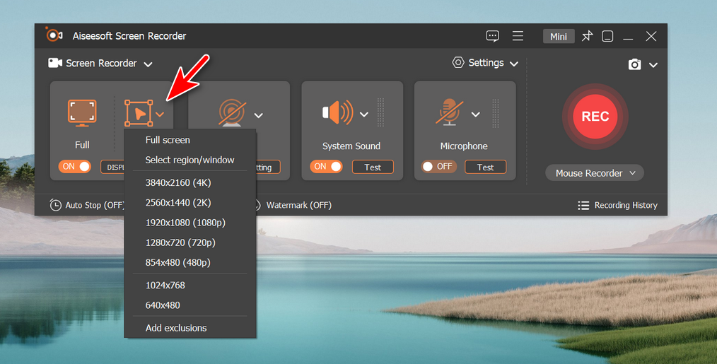 screen recorder select area