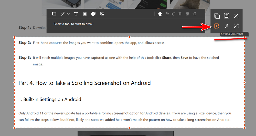 take scrolling screenshot on windows 11