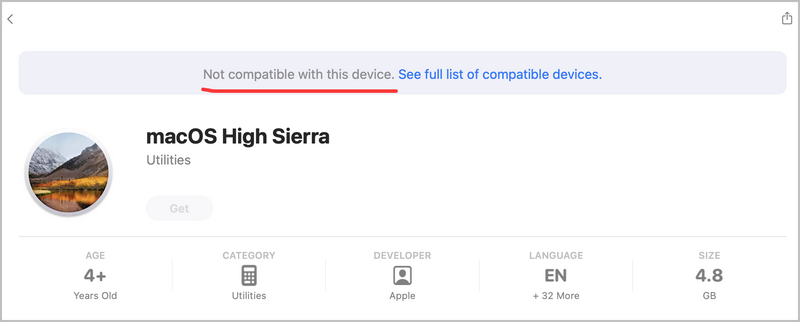 high sierra app not compatible with mac