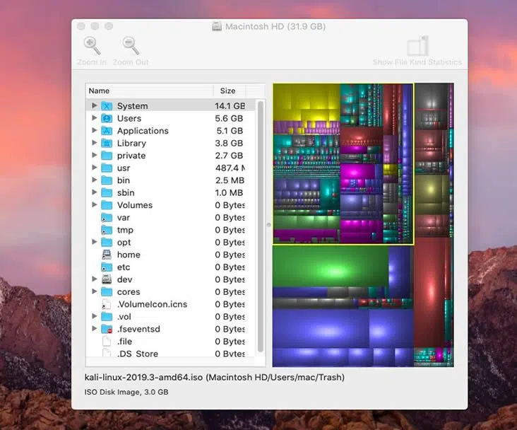 delete large files on mac via Disk Inventory X