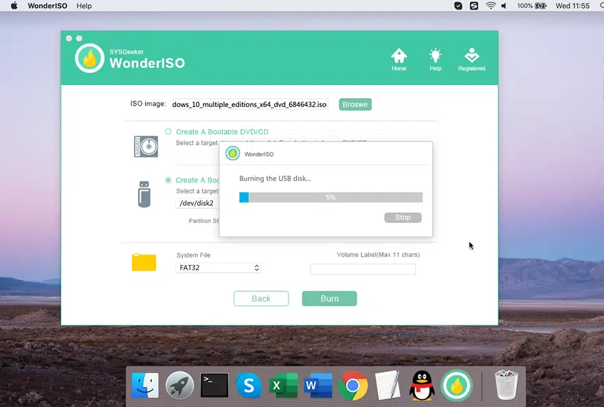 burn iso to usb with wonderiso