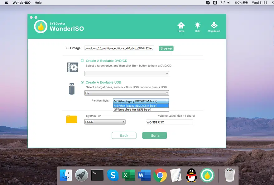 burn iso to usb with wonderiso