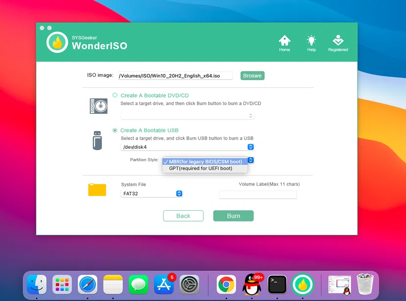 load ISO file to WonderISO for mac