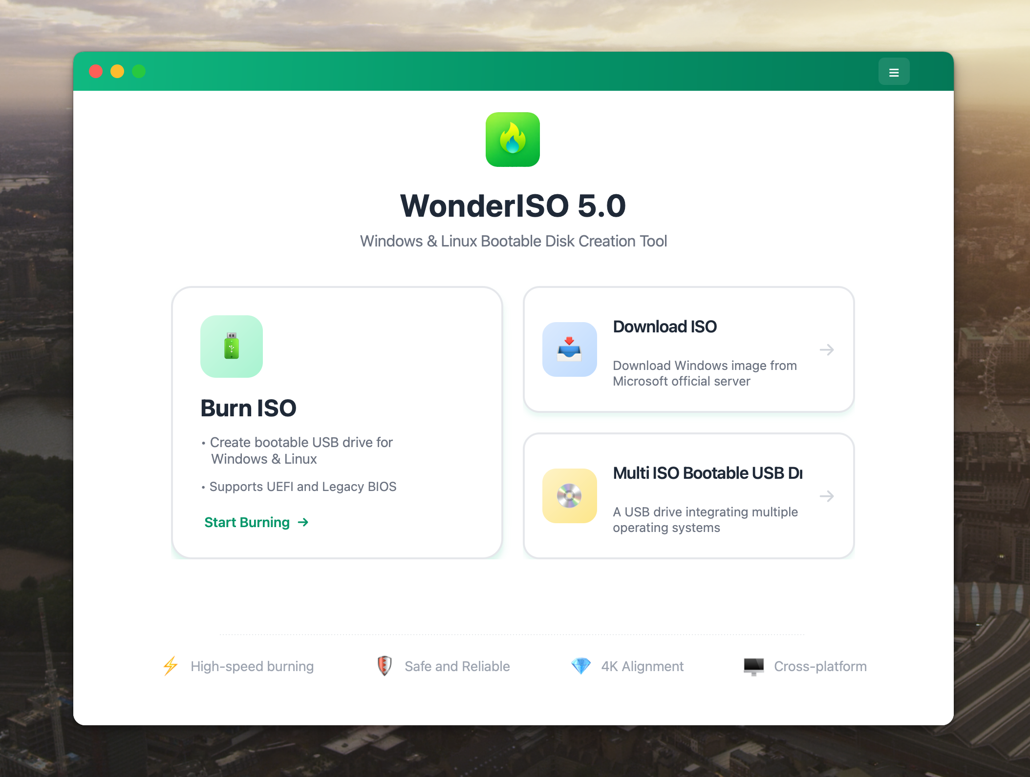 WonderISO home interface
