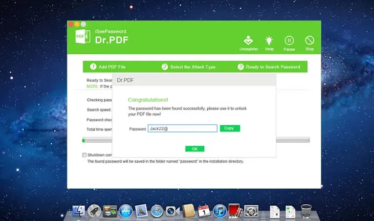 start to crack PDF password