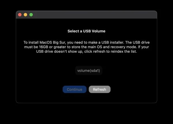 create a macOS Big Sur bootable installer USB