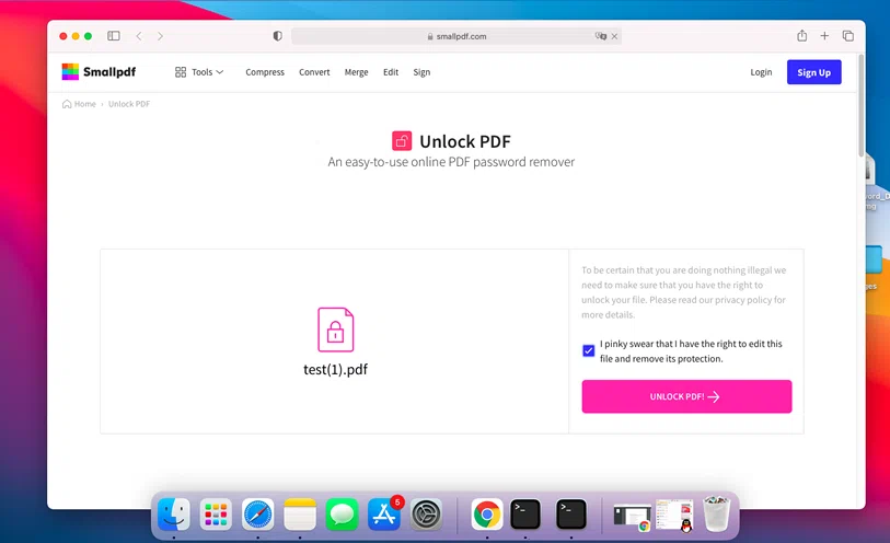 Unlock PDF on Mac Online 