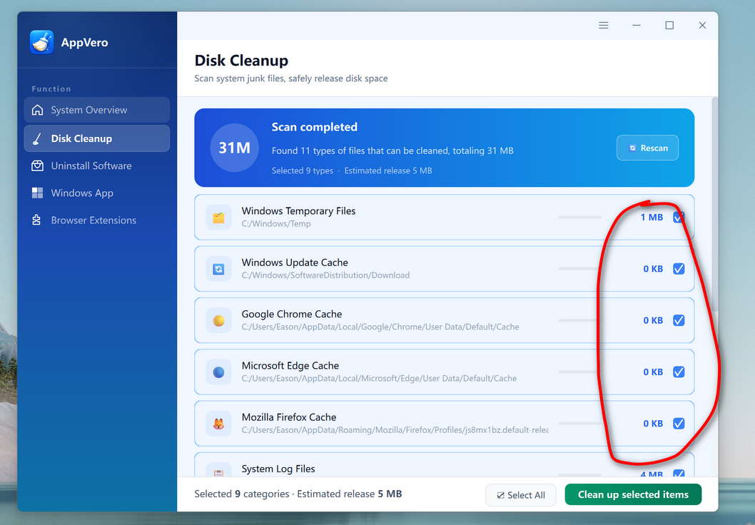 SysGeeker AppVero Cleanup Disk