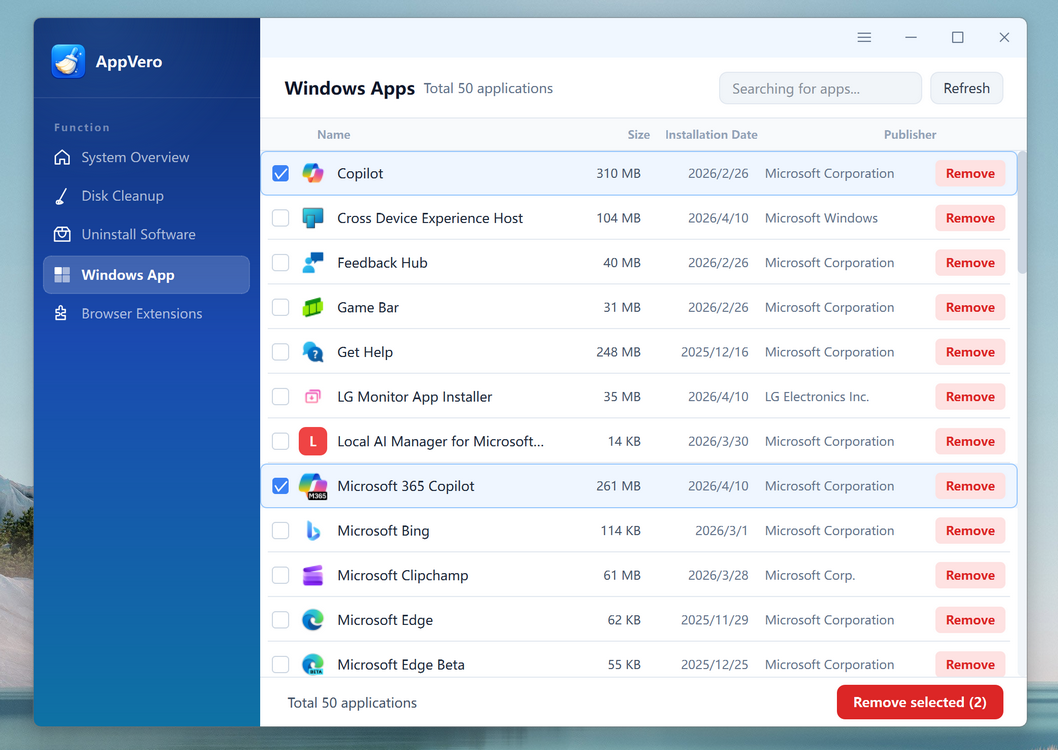 SysGeeker AppVero Uninstall System Apps