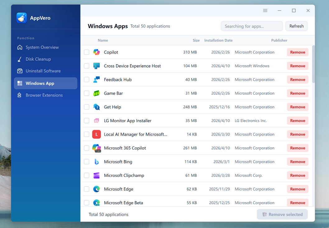 SysGeeker AppVero Uninstall System Apps