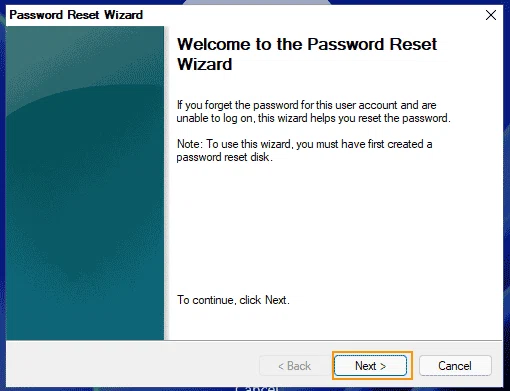 password reset wizard