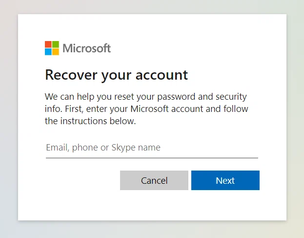 recover your account password