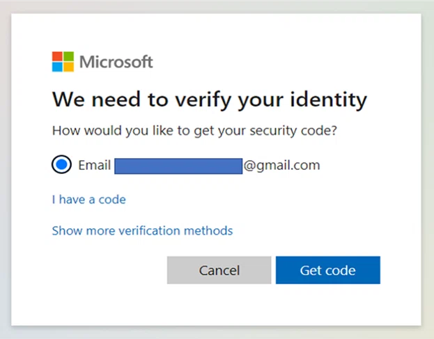 Microsoft will send a security code