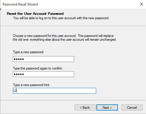 type new password
