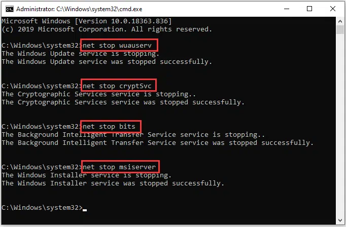 net stop wuauserv