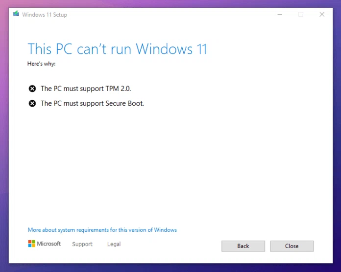 this PC can't run windows 11